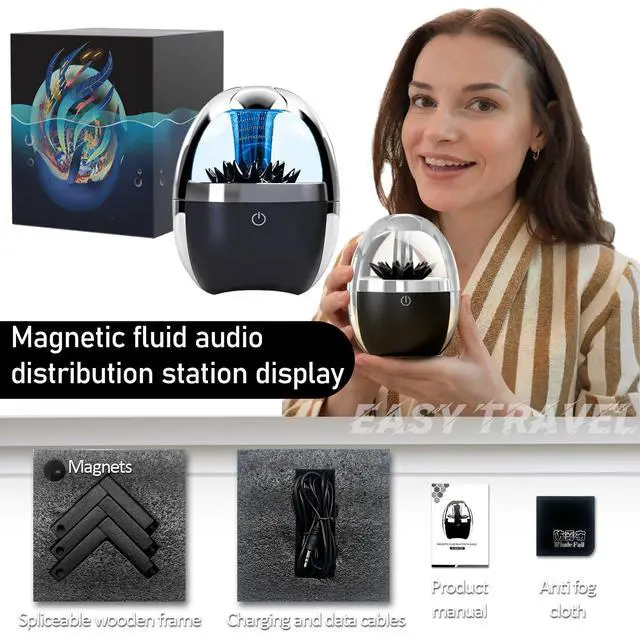 Alt view image 7 of 7 - Dancing Ferrofluid Speaker,Magnetic Fluid Bluetooth Music Mate | Stress Relief |LED Light |Stereo Sound |Touch Control,Cool Fluid Display Desk Toy for Office, Gaming,Science Enthusiast Gift
