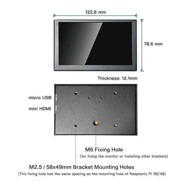 Alt view image 7 of 7 - 5 inch IPS Small Hdmi Monitor VESA Metal Shell 800x480 mini LCD Screen Portable Display Monitor