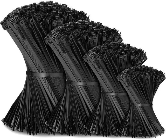 Main image of 3000 Pieces Cable Zip Ties Bulk Heavy Duty Cable Ties Nylon Tie Wraps Self Locking Wire Ties for Plants Gardening Farming Grid Wall Fence Indoor and Outdoor (4"6"8"12",Black)