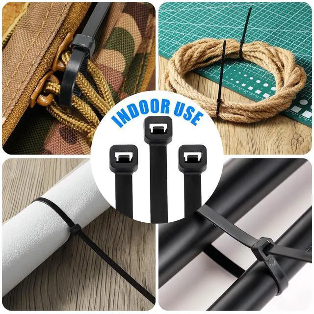 Alt view image 5 of 6 - 3000 Pieces Cable Zip Ties Bulk Heavy Duty Cable Ties Nylon Tie Wraps Self Locking Wire Ties for Plants Gardening Farming Grid Wall Fence Indoor and Outdoor (4"6"8"12",Black)