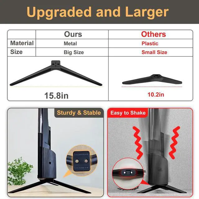 Alt view image 2 of 7 - Metal TV Legs for TCL TV Stand Legs, Only for TCL 50Q650F 55Q650F 65Q650F 70S446 75S451 75S453 75S455, Only for TCL Smart TV Stand with Screws and Instructions, Stable and Sturdy