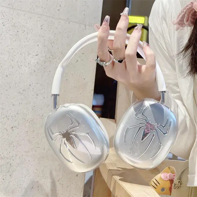 Alt view image 7 of 7 - Case Cover for Apple AirPods Max/Max 2 (Spider,Clear) | TPU Cool Soft Clear Case,Silver Spider Earcup Cover for Apple AirPods Max for Men&Women Accessories Protective Cover