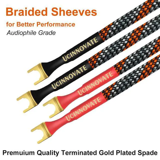 Alt view image 3 of 7 - 4 x HiFi OFC Speaker Jumper Cable with Spade, 21cm Speaker Cable Bridge Bi-Wire Speaker Jumper Plates, 11AWG Cable Bridge to Speaker Cable Terminals with 8 Gold Plated Spade