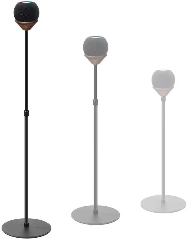 Main image of 1-Pack Floor Homepod Mini Stand,Height Adjustable 15.7 In-31.4 in Black | Wooden Tray Safety Stability and Anti Slip BottomMini Speaker Accessories Are Suitable for Home Living Rooms, Bedrooms, Gyms