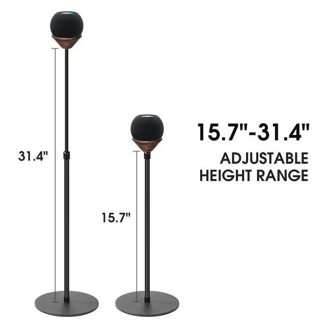 Alt view image 2 of 6 - 1-Pack Floor Homepod Mini Stand,Height Adjustable 15.7 In-31.4 in Black | Wooden Tray Safety Stability and Anti Slip BottomMini Speaker Accessories Are Suitable for Home Living Rooms, Bedrooms, Gyms