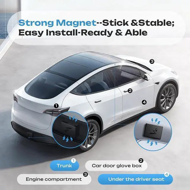 Alt view image 4 of 7 - GPS Tracker for Vehicles 4G LTE Global Coverage Car Tracker | 6-Month Standby Life Real-Time Alerts Tracker Device for Vehicles, Strong Magnet 90-Day Location History, Subscription Needed