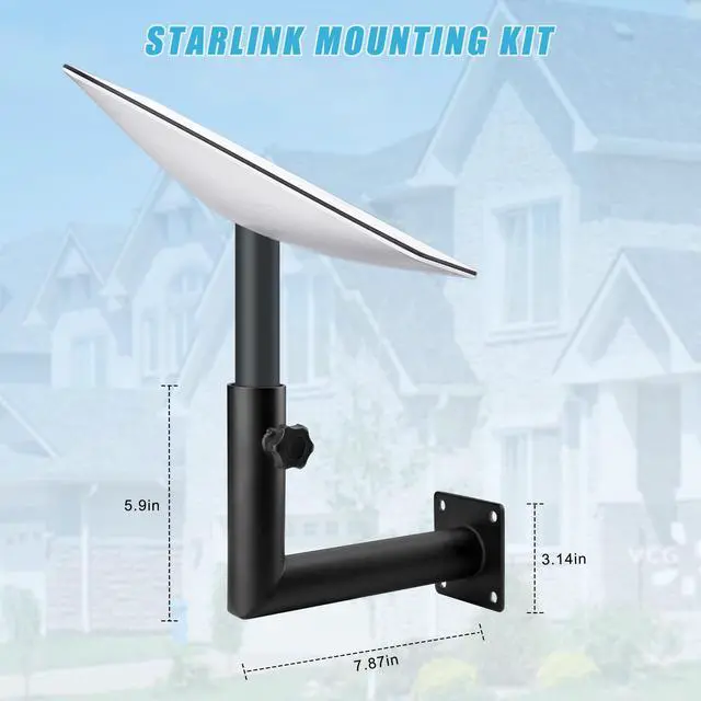 Alt view image 4 of 7 - Starlink Short Wall Mount Kit - Roof & Pole Mount Adapter, Starlink Mounting Bracket, Compatible with Starlink V2