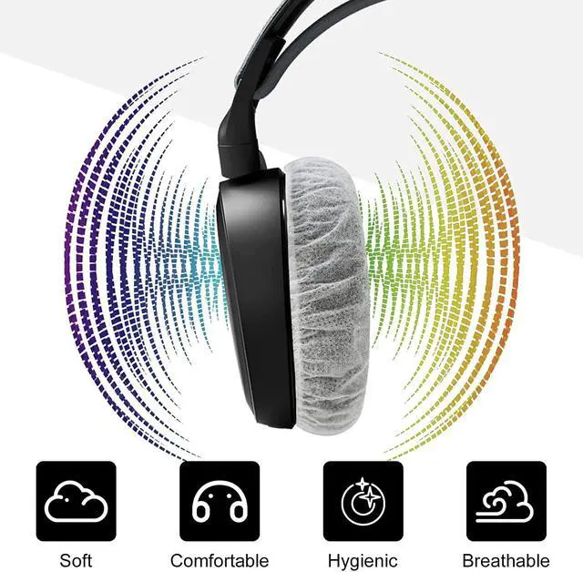 Alt view image 3 of 5 - Pack of 200 Disposable Headphone Covers Sanitary Earpad Covers White 11cm
