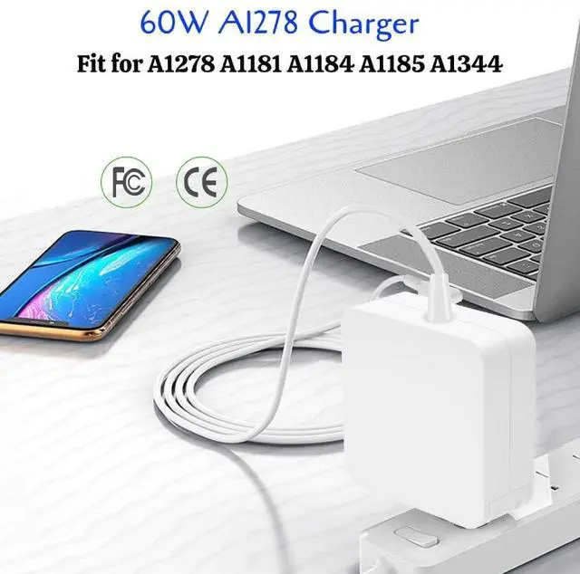 Alt view image 5 of 7 - 60W Charger Compatible for A1278 MacBook Pro - Fast L-Tip Power Adapter Compatible for Mac Book Air, Mac Book Pro 13 inch Laptop (Before Mid 2012 Models), A1278 A1181 A1184 Supply Cord