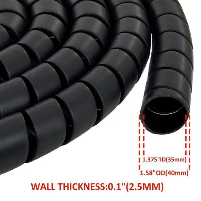 Alt view image 3 of 7 - Spiral Wrap Hose Cable Protector - 1.58" OD x 12' Pre-Cut Lengths-Safe Hose Protector to Avoid Wear and Extend Life for Hydraulic Pneumatic Hoses
