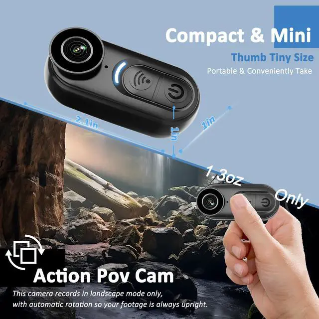 Alt view image 4 of 7 - 4K Mini Body Camera - Thumb Sports Action Cam 128GB with Audio, Wearable Hands-Free Chest Pov Recording, Helmet Mount & Magnetic Personal Clip On Camcorders - For Cap Shirt Outoor Cycling Skiing