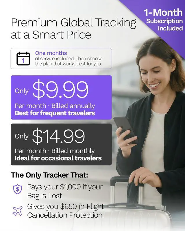 Alt view image 5 of 7 - Pro GPS Luggage Tracker Designed for Travel, Real-Time Global Tracking for Bags & Gear, Bag-Opening Alert, Worldwide Coverage, 4G LTE, Unlimited Range. 1 Month Subscription Included
