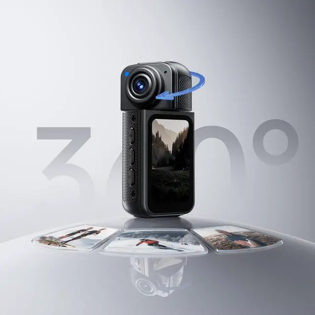 Alt view image 2 of 7 - 1080p Mini Body Camera with 64GB Card, 1.47" Touchscreen Wearable Thumb Camera, Magnetic Mount & 180° Rotating Lens for Vlogging Travel Sports Security