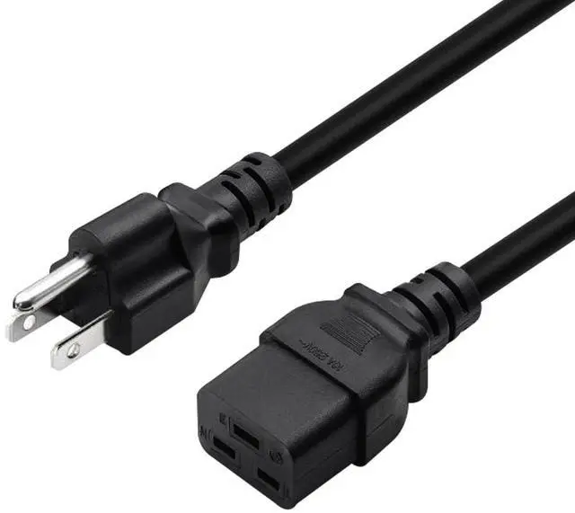 Main image of 3.2ft/1M Nema 5-15P to IEC320 C19 Power Cable | Power Line for PDU/UPS, UL Listed & RoHS compliant,American Standard 5-15P Male to C19, Three Horizontals 16A Female Plug