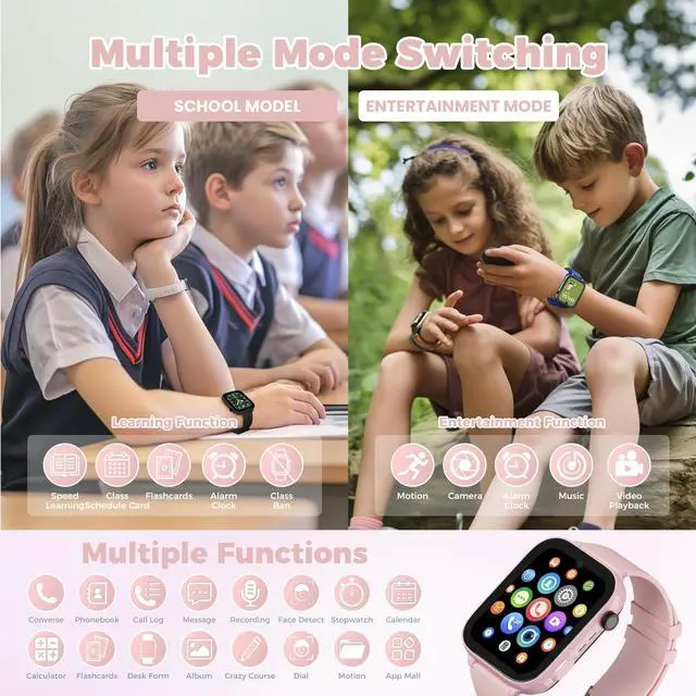Alt view image 2 of 6 - 4G Kids Watch, Smart Watch for Kid GPS Tracker with SIM Card, Texting, Camera, Two-Way Calling, School Mode, SOS, Games, Best for Kids Aged 3-12, Ideal Gift for Children