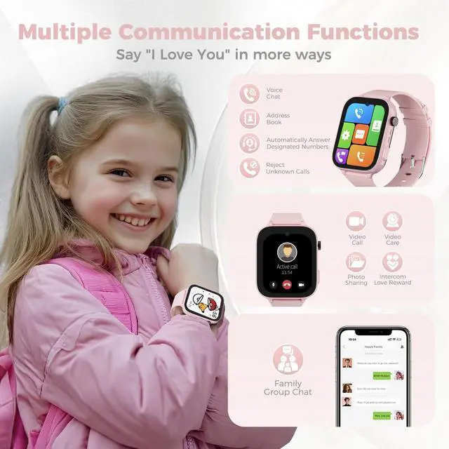 Alt view image 3 of 6 - 4G Kids Watch, Smart Watch for Kid GPS Tracker with SIM Card, Texting, Camera, Two-Way Calling, School Mode, SOS, Games, Best for Kids Aged 3-12, Ideal Gift for Children
