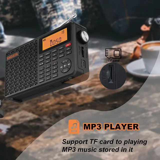 Alt view image 3 of 7 - D109 Portable Radio AM FM SW LW Shortwave Receiver Good Reception | Battery Operated Radio, Good Reception, Great Sound Speaker, TF Card&Wireless BT Playback, Alarm Clock for Home and Outdoor