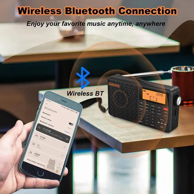 Alt view image 4 of 7 - D109 Portable Radio AM FM SW LW Shortwave Receiver Good Reception | Battery Operated Radio, Good Reception, Great Sound Speaker, TF Card&Wireless BT Playback, Alarm Clock for Home and Outdoor