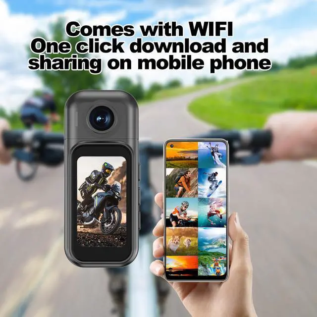 Alt view image 4 of 7 - 1080p Mini Body Camera with 64GB Card, 1.47" Touchscreen Wearable Thumb Camera, Magnetic Mount & 180° Rotating Lens for Vlogging Travel Sports Security