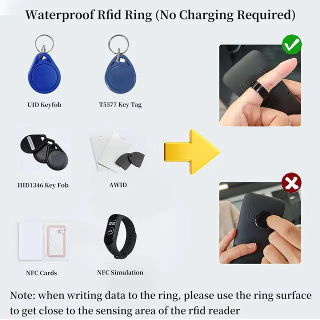 Alt view image 5 of 7 - RFID Rewritable Ring Dual Frequency Black, US#12 | Ceramic Smart Finger Ring, 125KHz T5577&13.56MHz CUID Ring, One Ring Clone Access Key Cards, Wear for Men or Women