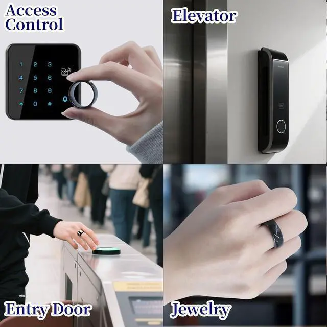 Alt view image 7 of 7 - RFID Rewritable Ring Dual Frequency Black, US#12 | Ceramic Smart Finger Ring, 125KHz T5577&13.56MHz CUID Ring, One Ring Clone Access Key Cards, Wear for Men or Women