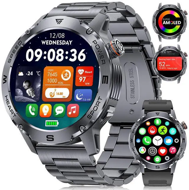 Main image of EF1 Smart Watches for Men, 1.43" AMOLED Smartwatch with 24/7 Heart Rate for Android iOS, 170+ Sports Modes Fitness Watch, IP68 Waterproof, 200+ Watch Faces, Sports Recognition, Matte Black