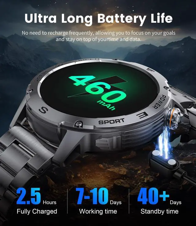 Alt view image 5 of 7 - EF1 Smart Watches for Men, 1.43" AMOLED Smartwatch with 24/7 Heart Rate for Android iOS, 170+ Sports Modes Fitness Watch, IP68 Waterproof, 200+ Watch Faces, Sports Recognition, Matte Black