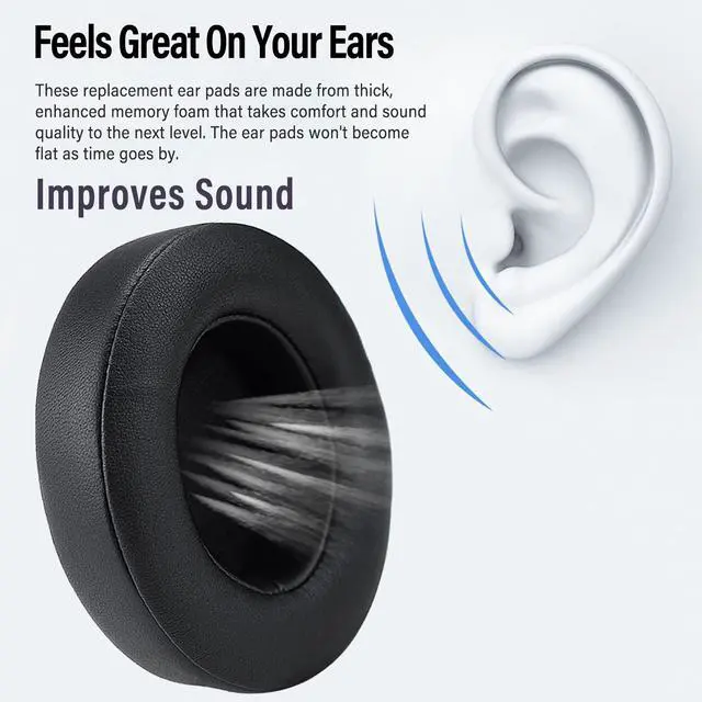 Alt view image 4 of 7 - Replacement Earpads for Beats Studio 3,Premium Memory Foam Ear Cushions for Studio 2 3 Headphones Wired & Wireless,Studio 3 Ear Pads Pink,Noise Isolation Protein Leather,Easy Installation-Desert Sand