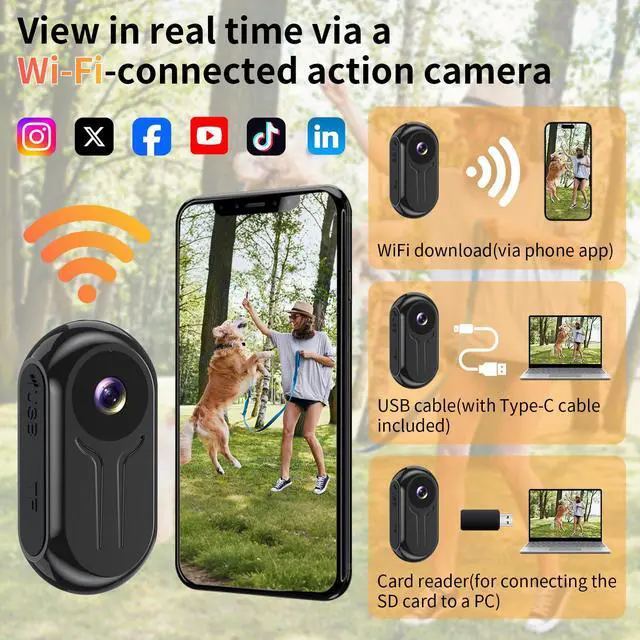 Alt view image 5 of 7 - 2K Mini Body Camera with 0.85" Screen,Thumb Size Small POV Camera with WiFi,Tiny Wearable Action Camera Magnetic Camcorder for Vlogging Work Cycling Motorcycle Pet Travel