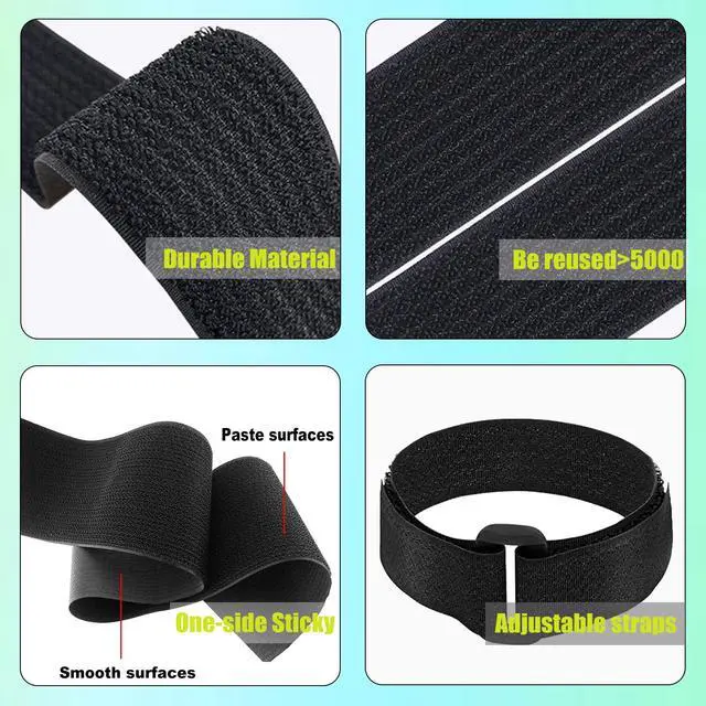 Alt view image 3 of 6 - 2 Rolls 26FT 2 inch Wide Cable Straps with 20 Buckles, Heavy Duty Nylon Hook and Loop Straps for Fastening Securing, Reusable Cut-to-Length Molle Straps for Organizer or Storage, Black