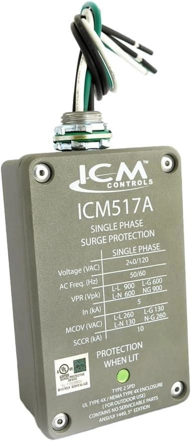 Main image of ICM517A Surge Protective Device, Cast Aluminum NEMA 4X, 3x5 in 100,000A peak surge protection helps shield single-phase equipment from damaging voltage spikes
