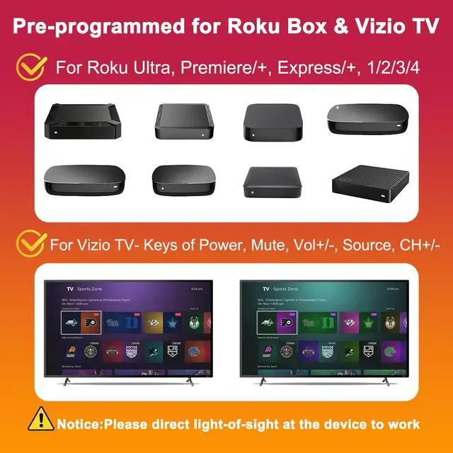 Alt view image 3 of 7 - 2 Pc Programmed Replacement Remote for Roku with Volume Key - All in One Remotes Control for Roku Express 4K+, Premiere/+, Ultra, 1 2 3 4, and Vizio TV Extra with 9 Learning Keys (Not for Stick)