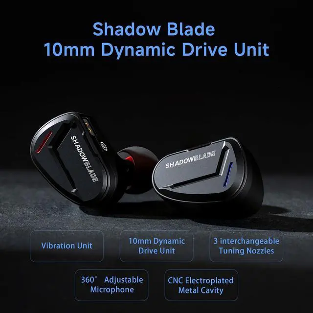 Alt view image 2 of 7 - Shadow Blade IEM Wired Gaming Earbuds, USB C in Ear Monitor with Boom Mic | 1DD Deep Bass Noise Isolating Ear Buds, Dual Mic, 3.5mm Jack, 4.1ft Cord for iPhone/Music/PC/Laptop/Xbox/PS5/Switch 2(Black)