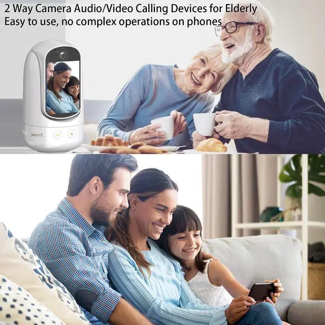 Alt view image 3 of 7 - 2-Way Video/Audio Security Camera Screen WiFi AI Detection Puppy/Pet/Cat/Elderly/Dog Monitor Wireless Facetime Cam Voice Phone APP Controlled Sound Video Calling Devices for Grandpa, White