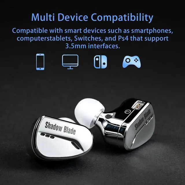 Alt view image 5 of 7 - Shadow Blade IEM Wired Gaming Earbuds, USB C in Ear Monitor with Boom Mic | 1DD Deep Bass Noise Isolating Ear Buds, Dual Mic, 3.5mm Jack, 4.1ft Cord for iPhone/Music/PC/Laptop/Xbox/PS5/Switch 2(Black)