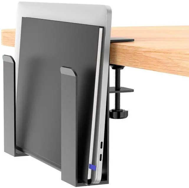 Main image of Adjustable Side Laptop Mount, No Drill Desk Storage Organizer, Metal Hanging Notebooks Holder, Punch-Free Clamp for MacBook Pro, Documents With Anti-Scratch Silicone