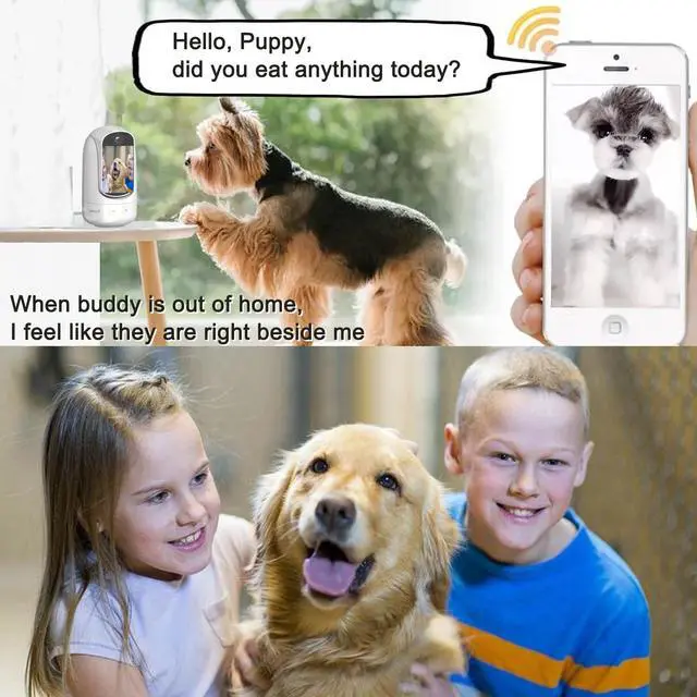 Alt view image 4 of 7 - 2-Way Video/Audio Security Camera Screen WiFi AI Detection Puppy/Pet/Cat/Elderly/Dog Monitor Wireless Facetime Cam Voice Phone APP Controlled Sound Video Calling Devices for Grandpa, White