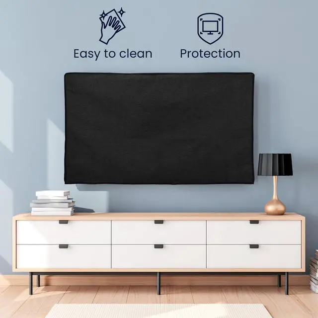 Alt view image 2 of 7 - Dust Cover for 75" TV - Linen Display Protector - Protect Your Screen - Black
