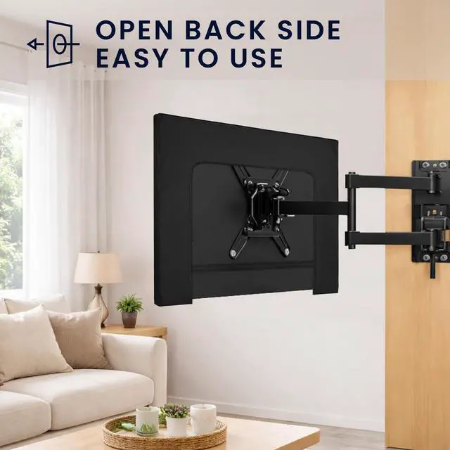 Alt view image 5 of 7 - Dust Cover for 75" TV - Linen Display Protector - Protect Your Screen - Black