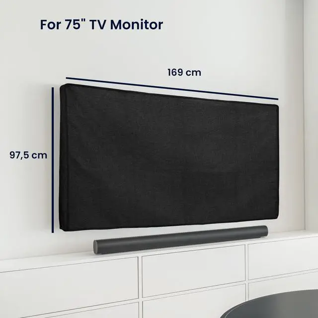 Alt view image 3 of 7 - Dust Cover for 75" TV - Linen Display Protector - Protect Your Screen - Black