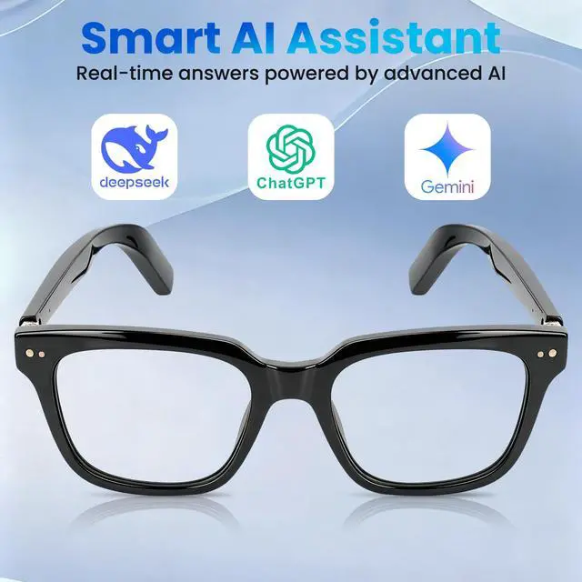 Alt view image 3 of 7 - AI Smart Glasses for Men and Women with Chat GPT, 164 Languages, Photochromic Lens, Al Assistant & Meeting Summary, Music Playback, Hands-Free Calling, UV/Blue Light Protection Black