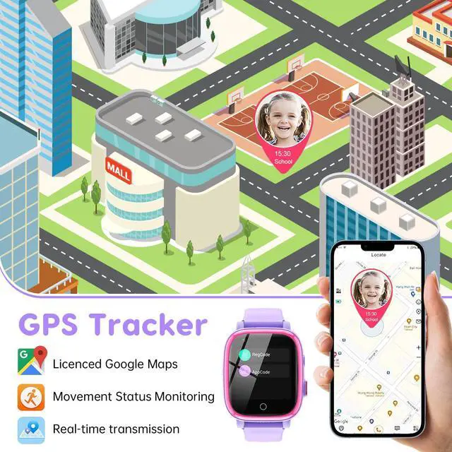 Alt view image 2 of 7 - 4G Smart Watch for Kids with GPS Tracker, Globally Applicable, Texting and Calling, Kids Watch for Ages 4-12 - Includes Video Call, Chat, SOS Alerts, App - Fun & Educational Birthday Gift Idea