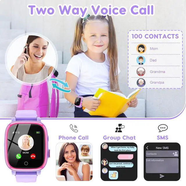 Alt view image 4 of 7 - 4G Smart Watch for Kids with GPS Tracker, Globally Applicable, Texting and Calling, Kids Watch for Ages 4-12 - Includes Video Call, Chat, SOS Alerts, App - Fun & Educational Birthday Gift Idea