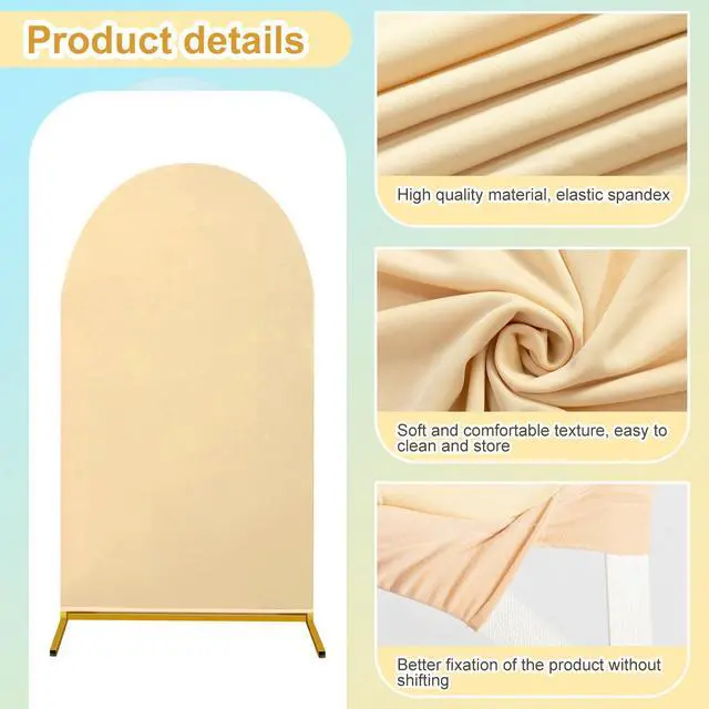 Alt view image 3 of 7 - 3 Pcs Wedding Arch Backdrop Cover,4/5/6ft,Bright Color | Stretchy Spandex Backdrop Covers for Arch Frames, Elastic Fabric Double Sided, Wedding Party Decor, Easy Setup and Reuse
