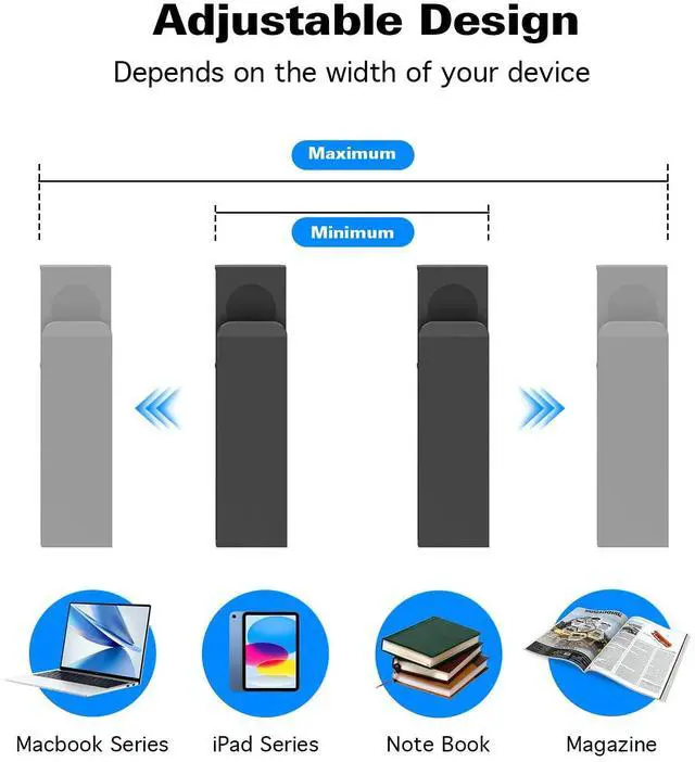 Alt view image 6 of 7 - Adjustable Side Laptop Mount, No Drill Desk Storage Organizer, Metal Hanging Notebooks Holder, Punch-Free Clamp for MacBook Pro, Documents With Anti-Scratch Silicone