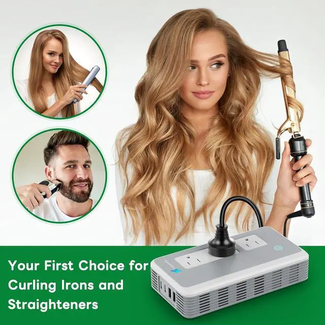 Alt view image 2 of 7 - Voltage Converter US to Europe for Curling Iron and Hair Straighteners, PD 65W Fasting Charging Power Converter for European Travel Plug Adapter with Type C G A T for 200+ Countries (White)