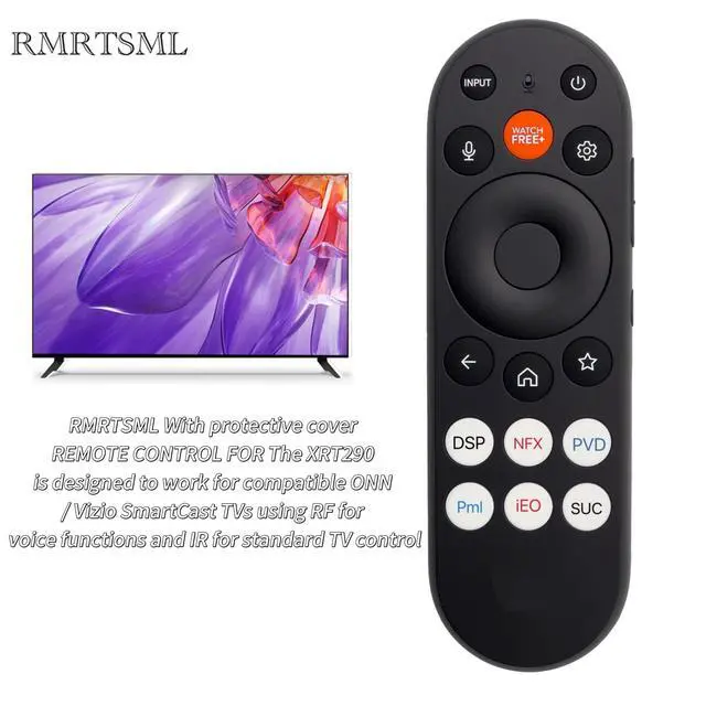Alt view image 2 of 6 - Remote Control XRT290 for Compatible ONN/Vizio SmartCast TVs Using RF for Voice Functions and IR for Standard TV Control (Voice) Free Protective case