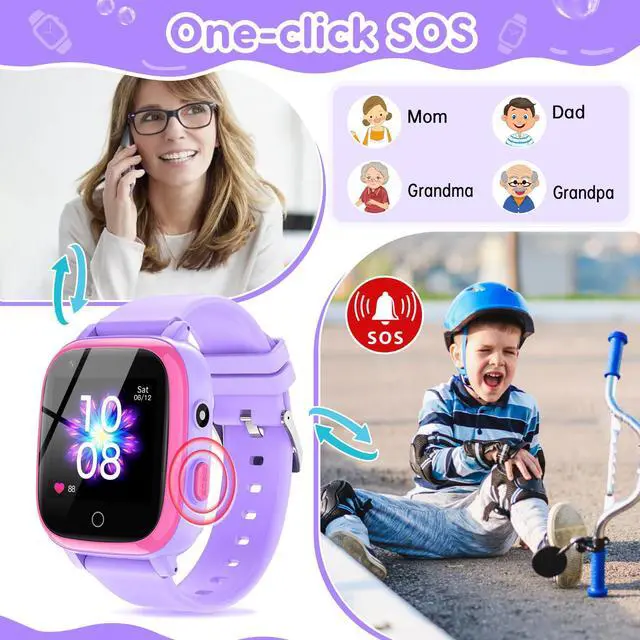 Alt view image 5 of 7 - 4G Smart Watch for Kids with GPS Tracker, Globally Applicable, Texting and Calling, Kids Watch for Ages 4-12 - Includes Video Call, Chat, SOS Alerts, App - Fun & Educational Birthday Gift Idea