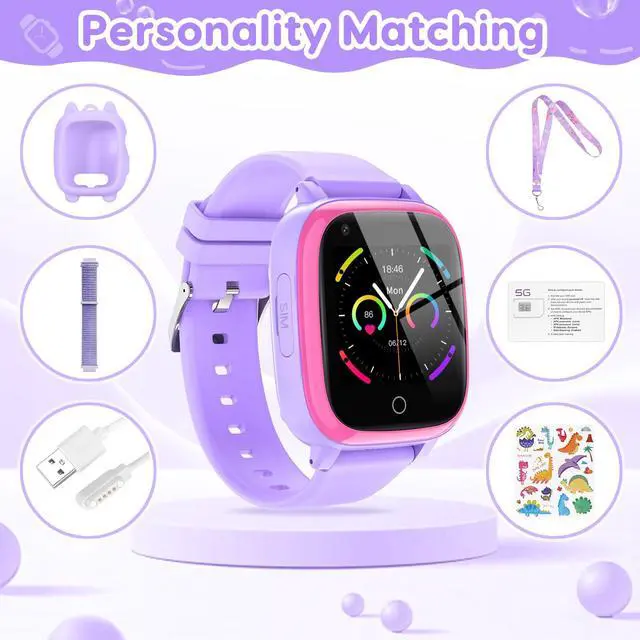Alt view image 7 of 7 - 4G Smart Watch for Kids with GPS Tracker, Globally Applicable, Texting and Calling, Kids Watch for Ages 4-12 - Includes Video Call, Chat, SOS Alerts, App - Fun & Educational Birthday Gift Idea