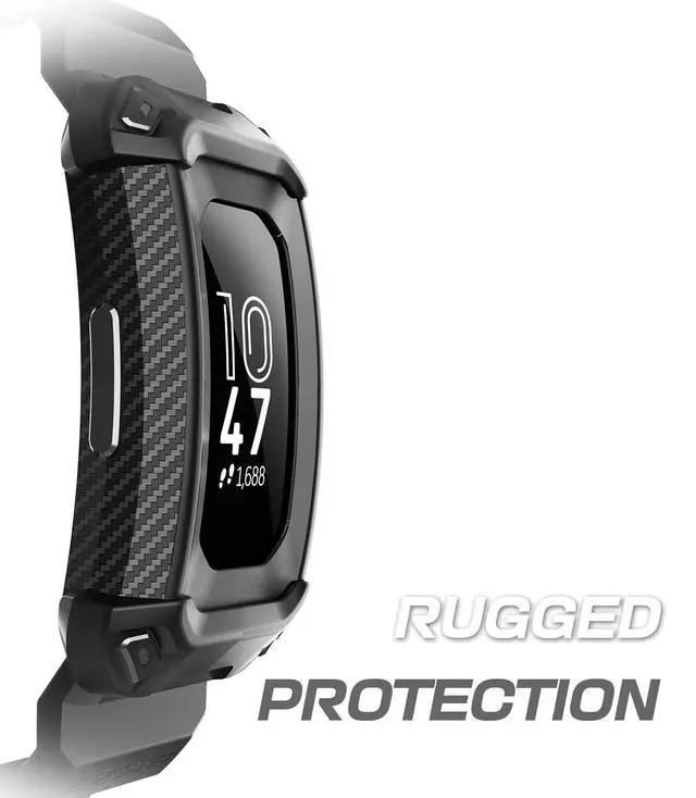 Alt view image 2 of 6 - for Fitbit Inspire & Fitbit Inspire Hr 2019 Watch Bands, Black | Built-in Rugged Protective Case,Thermoplastic Polyurethane, Adjustable Strap Wristband, Metal Buckle, Unicorn Beetle Pro